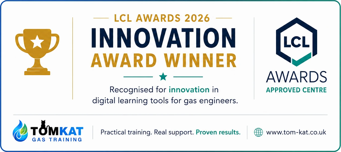 TomKat Gas Training — LCL Awards 2026 Innovation Award Winner, recognised for innovation in digital learning tools for gas engineers